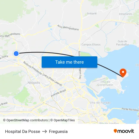 Hospital Da Posse to Freguesia map