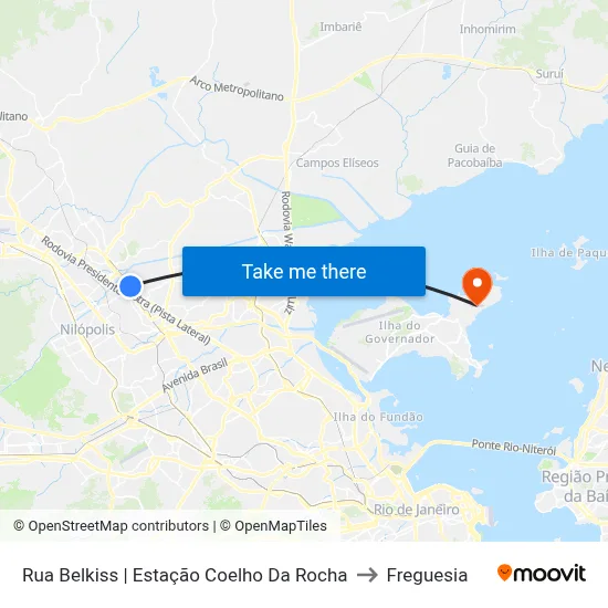 Rua Belkiss | Estação Coelho Da Rocha to Freguesia map