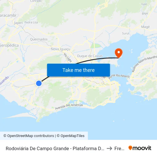 Rodoviária De Campo Grande - Plataforma D (Campo Grande E Jabour - Executivo) to Freguesia map