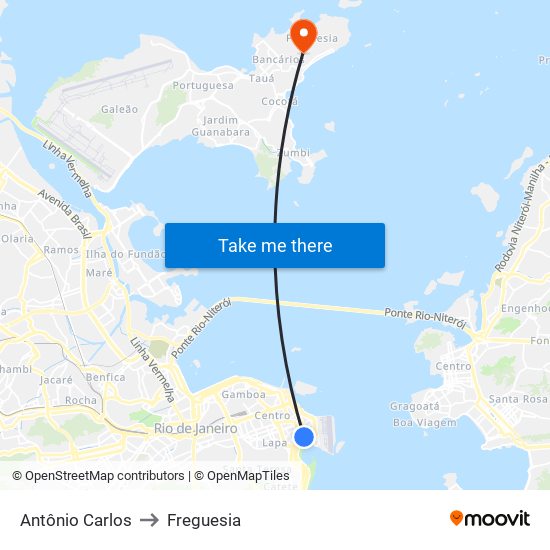 Antônio Carlos to Freguesia map