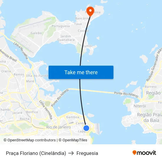 Praça Floriano (Cinelândia) to Freguesia map