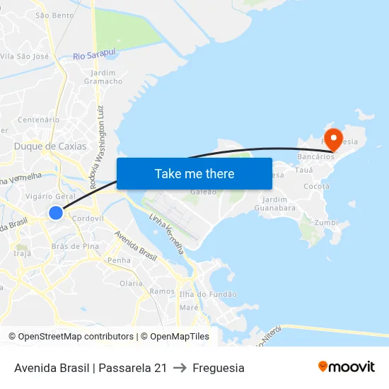 Avenida Brasil | Passarela 21 to Freguesia map