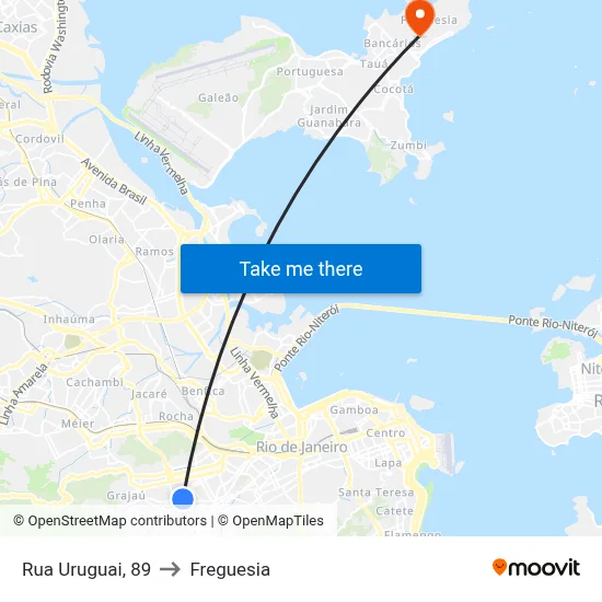 Rua Uruguai, 89 to Freguesia map