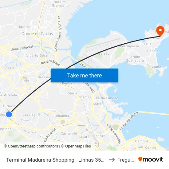 Terminal Madureira Shopping - Linhas 355, 774 E 940 to Freguesia map