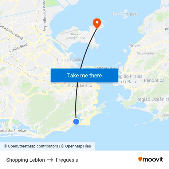 Shopping Leblon to Freguesia map