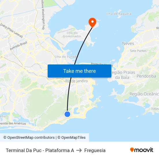 Terminal Da Puc - Plataforma A to Freguesia map