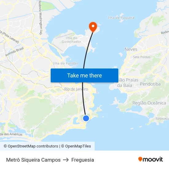 Metrô Siqueira Campos to Freguesia map