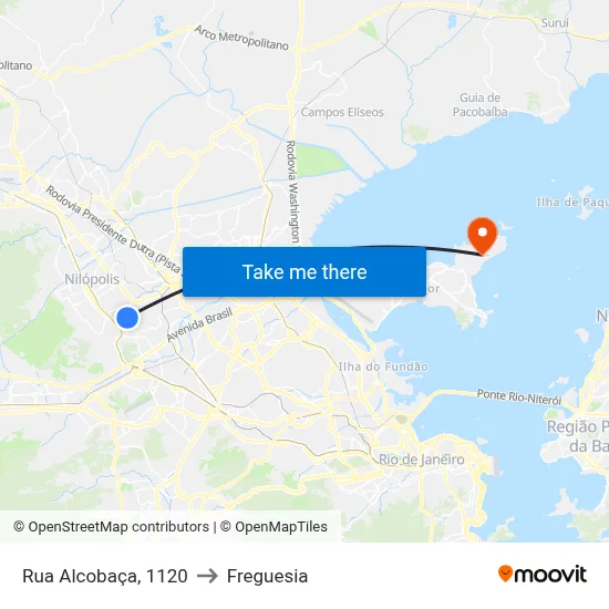 Rua Alcobaça, 1120 to Freguesia map