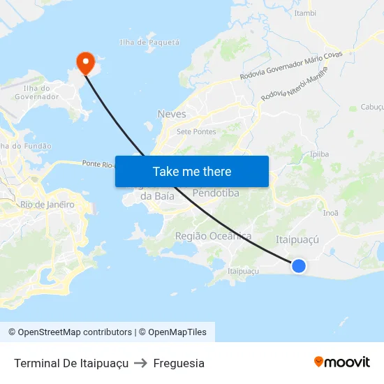 Terminal De Itaipuaçu to Freguesia map