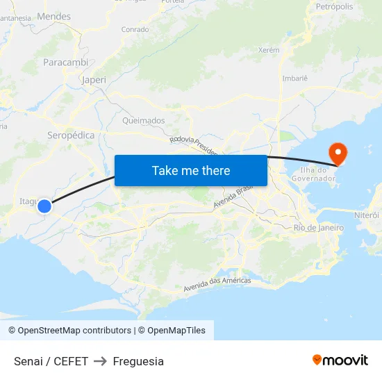 Senai / CEFET to Freguesia map
