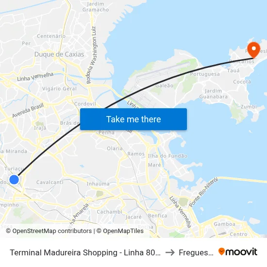 Terminal Madureira Shopping - Linha 800l to Freguesia map