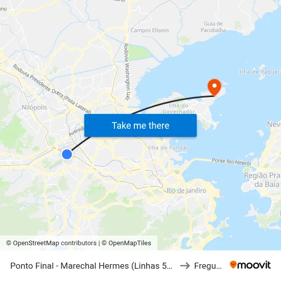 Ponto Final - Marechal Hermes (Linhas 570p E 731) to Freguesia map