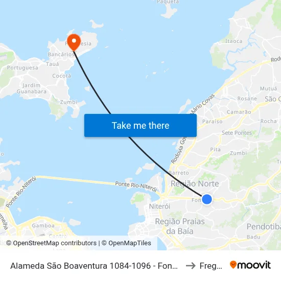 Alameda São Boaventura 1084-1096 - Fonseca Niterói - Rj Brasil to Freguesia map