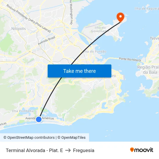 Terminal Alvorada - Plat. E to Freguesia map