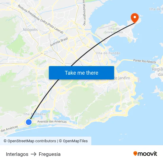 Interlagos to Freguesia map