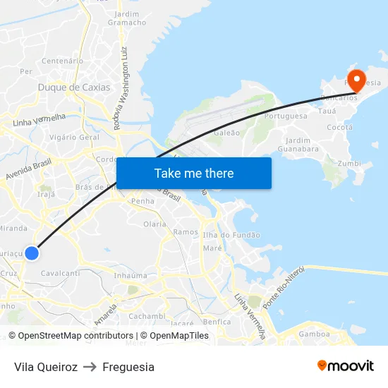Vila Queiroz to Freguesia map