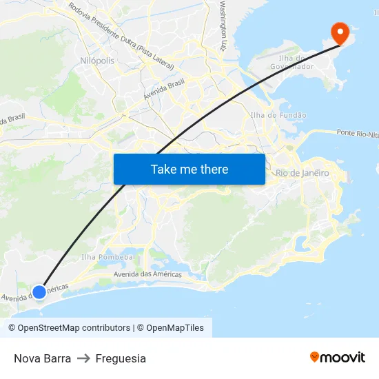 Nova Barra to Freguesia map