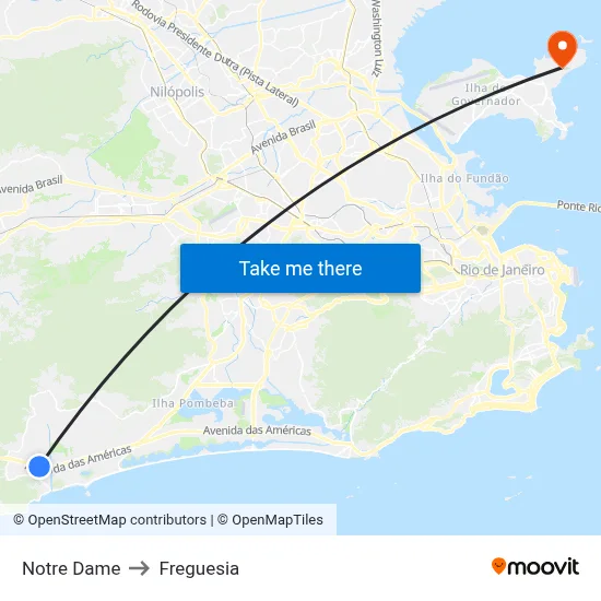 Notre Dame to Freguesia map