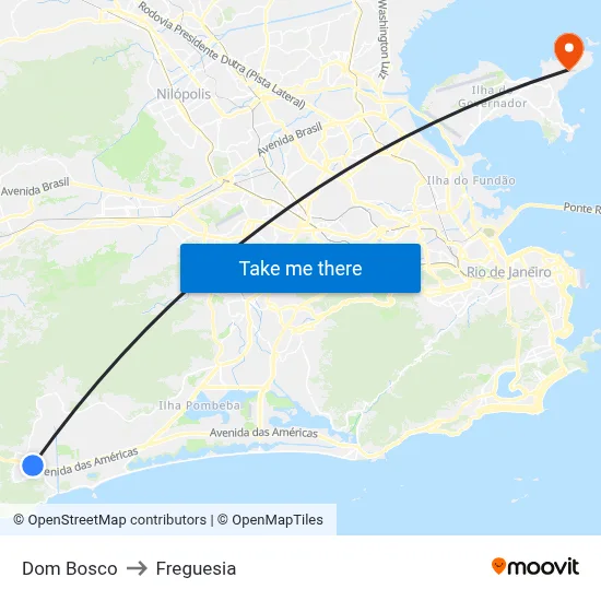 Dom Bosco to Freguesia map