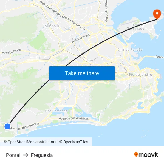 Pontal to Freguesia map