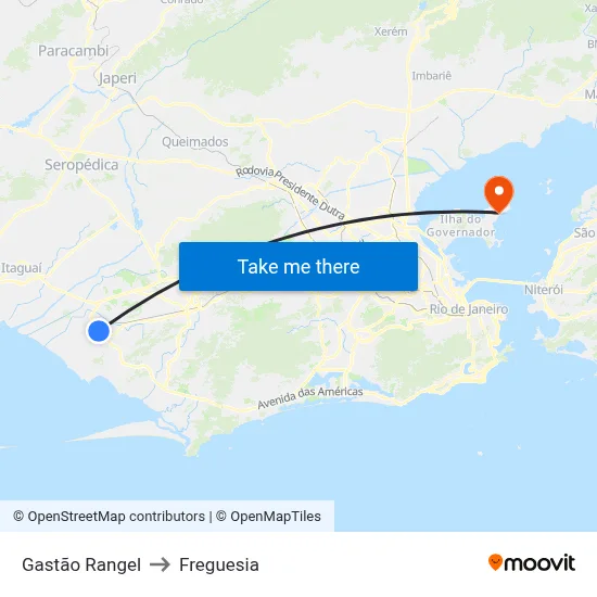 Gastão Rangel to Freguesia map