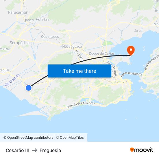 Cesarão III to Freguesia map
