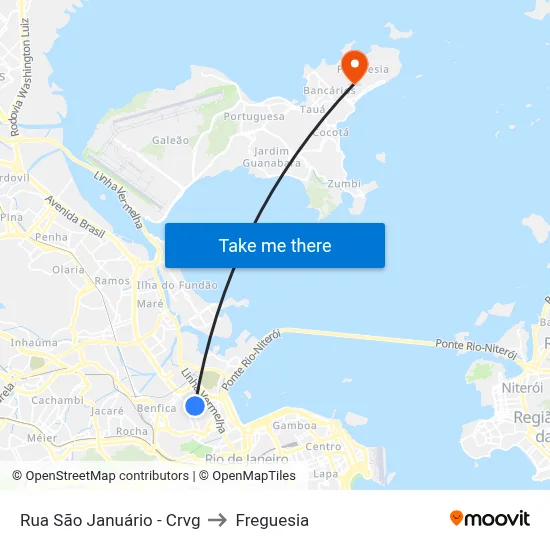 Rua São Januário - Crvg to Freguesia map