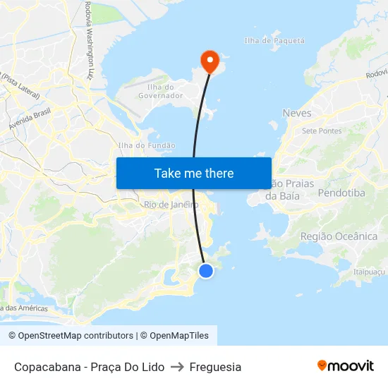 Copacabana - Praça Do Lido to Freguesia map