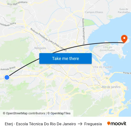 Eterj - Escola Técnica Do Rio De Janeiro to Freguesia map