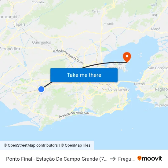 Ponto Final - Estação De Campo Grande (731, 790 E Sv790) to Freguesia map