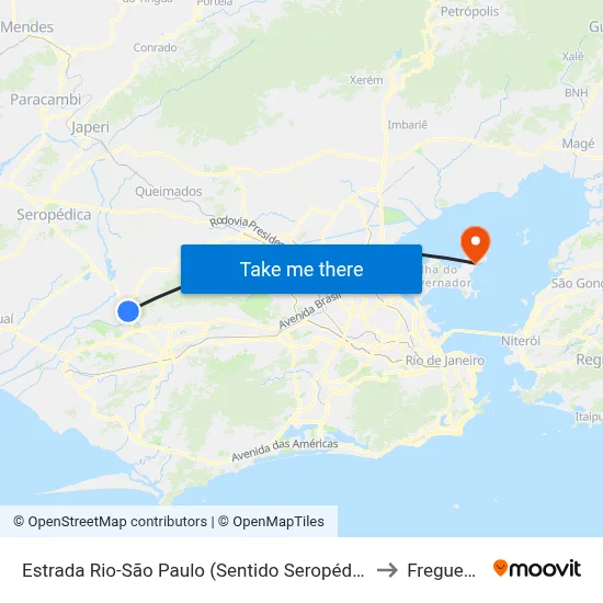 Estrada Rio-São Paulo (Sentido Seropédica) to Freguesia map
