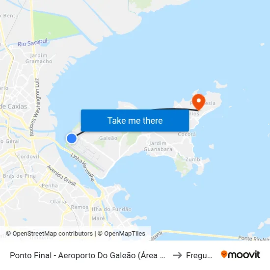 Ponto Final - Aeroporto Do Galeão (Área De Apoio) to Freguesia map