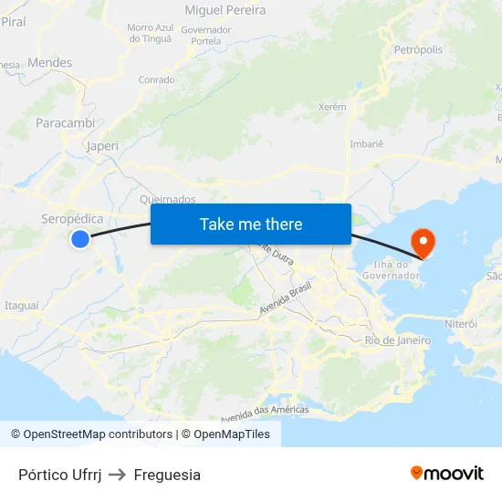 Pórtico Ufrrj to Freguesia map