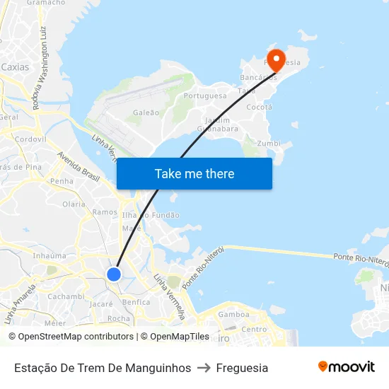 Estação De Trem De Manguinhos to Freguesia map
