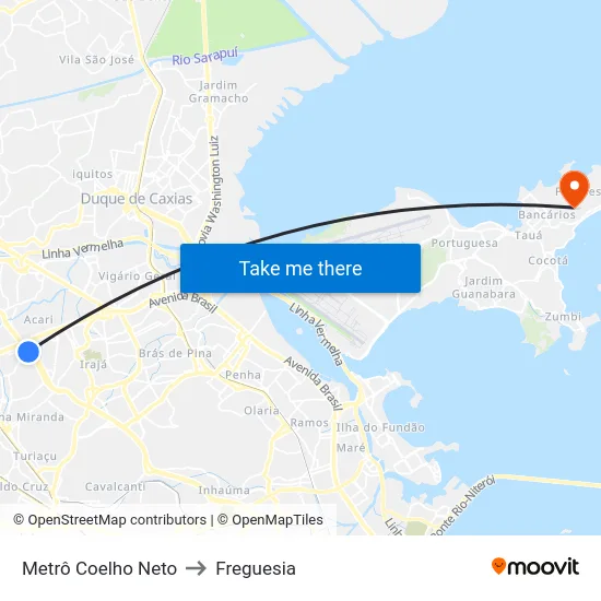Metrô Coelho Neto to Freguesia map