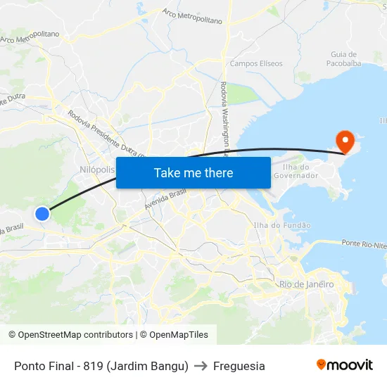 Ponto Final - 819 (Jardim Bangu) to Freguesia map