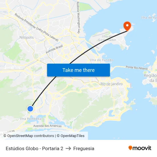 Estúdios Globo - Portaria 2 to Freguesia map