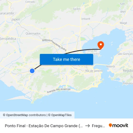 Ponto Final - Estação De Campo Grande (821/841)) to Freguesia map