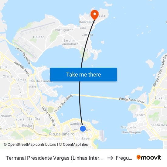 Terminal Presidente Vargas (Linhas Intermunicipais) to Freguesia map