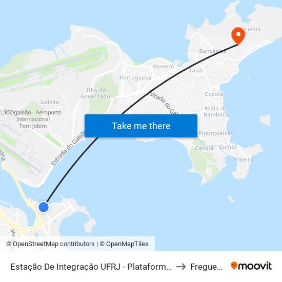 Estação De Integração UFRJ - Plataforma A to Freguesia map