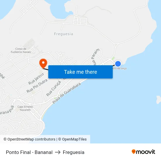 Ponto Final - Bananal to Freguesia map