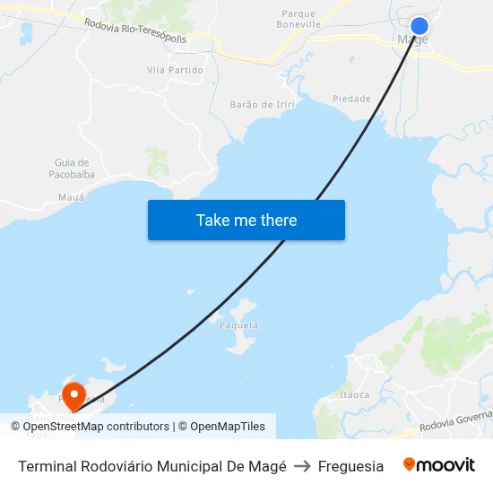 Terminal Rodoviário Municipal De Magé to Freguesia map