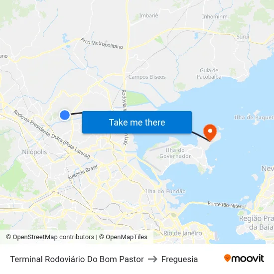 Terminal Rodoviário Do Bom Pastor to Freguesia map