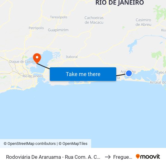 Rodoviária De Araruama - Rua Com. A. Carvalho to Freguesia map