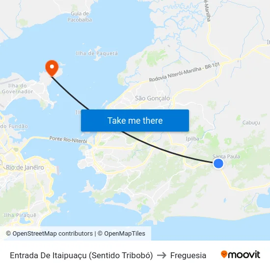 Entrada De Itaipuaçu (Sentido Tribobó) to Freguesia map