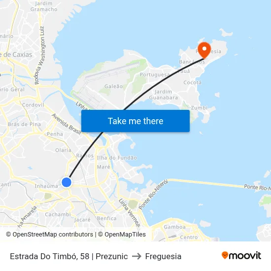 Estrada Do Timbó, 58 | Prezunic to Freguesia map