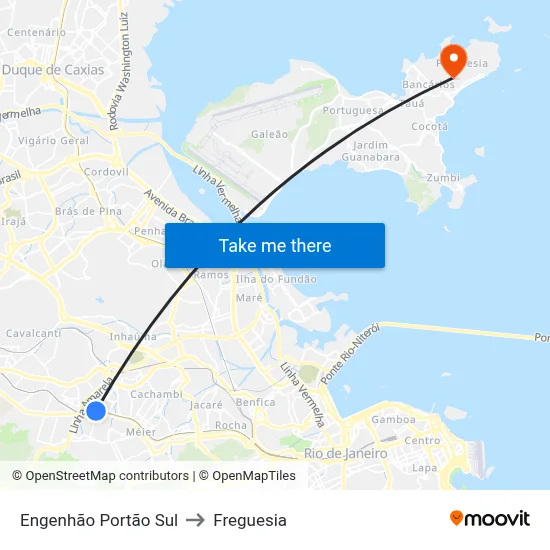 Engenhão Portão Sul to Freguesia map