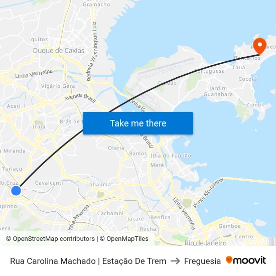 Rua Carolina Machado | Estação De Trem to Freguesia map