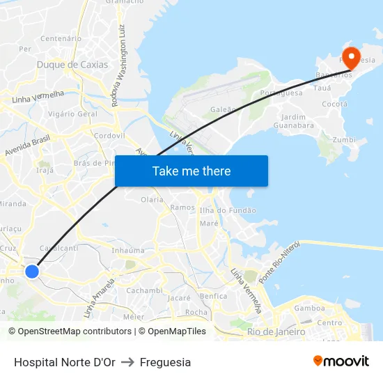 Hospital Norte D'Or to Freguesia map