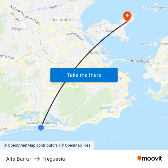 Alfa Barra I to Freguesia map